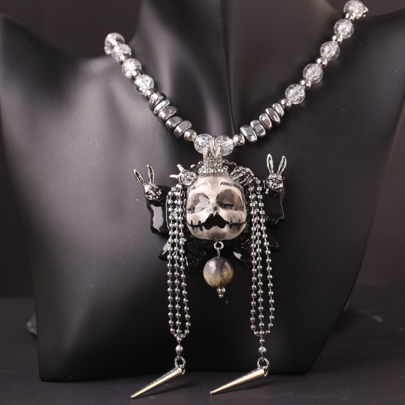 Butterfly Crown Slumber Gothic Doll Necklace Beaded Chain