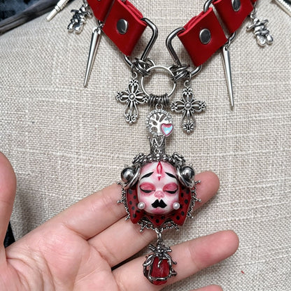 Handmade Red Queen Doll Face Choker