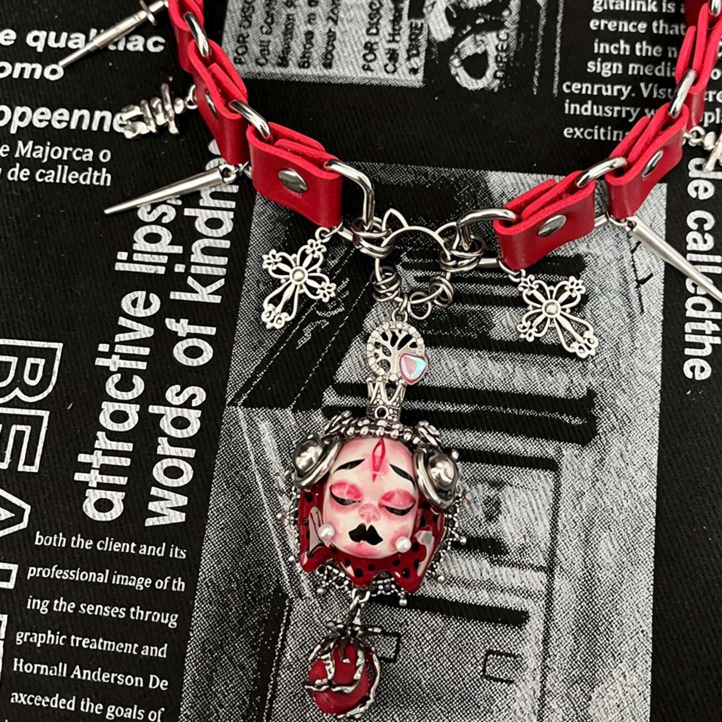 Handmade Red Queen Doll Face Choker