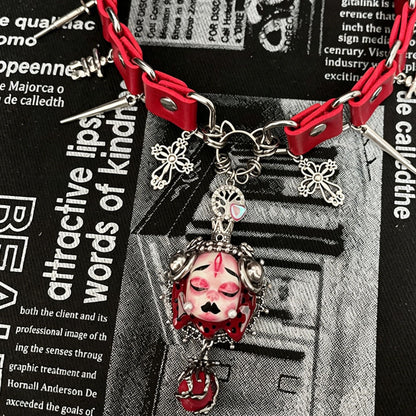 Handmade Red Queen Doll Face Choker