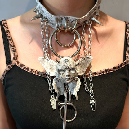 Handmade Angel Doll Face Spiked Choker