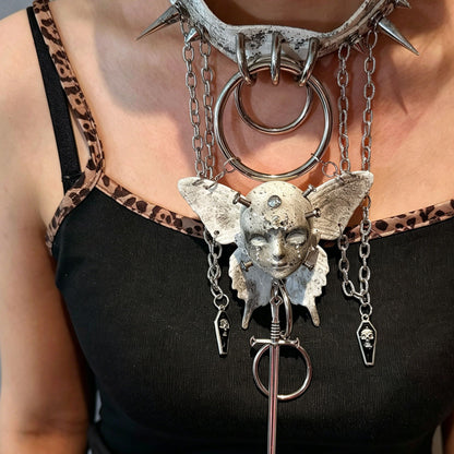 Handmade Angel Doll Face Spiked Choker
