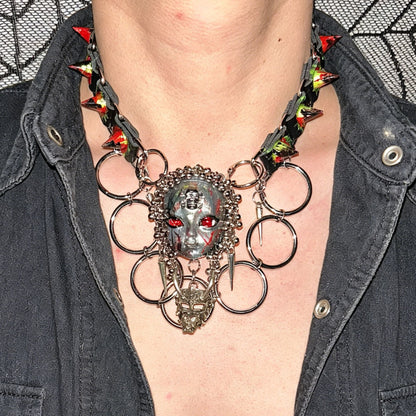 Handmade Blood Red Eye Doll Face Choker