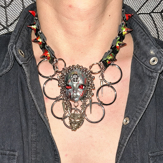 Handmade Blood Red Eye Doll Face Choker