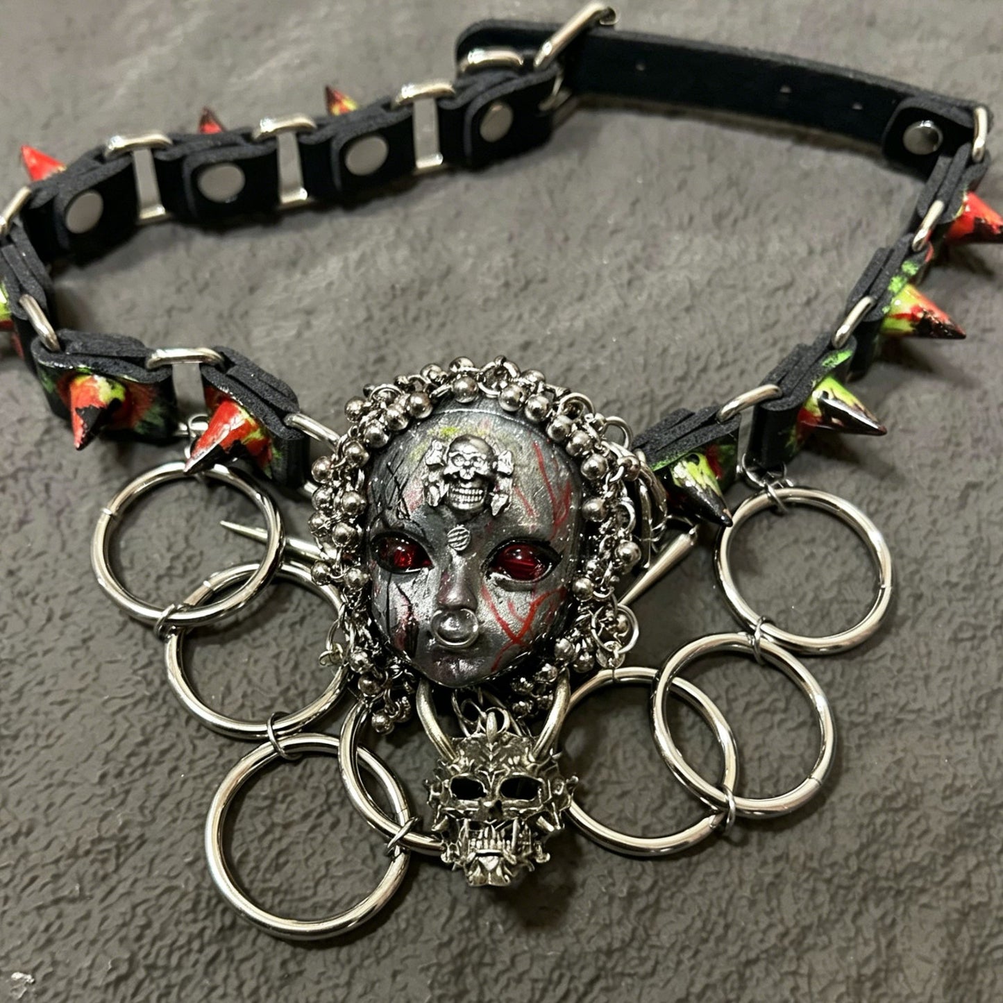 Handmade Blood Red Eye Doll Face Choker