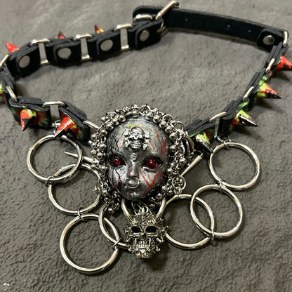 Handmade Blood Red Eye Doll Face Choker