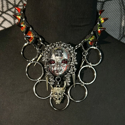 Handmade Blood Red Eye Doll Face Choker