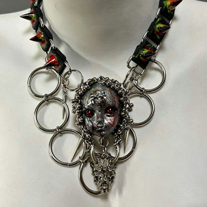 Handmade Blood Red Eye Doll Face Choker