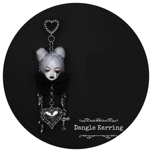 Handcrafted Dark Style Doll with Tears Earrings