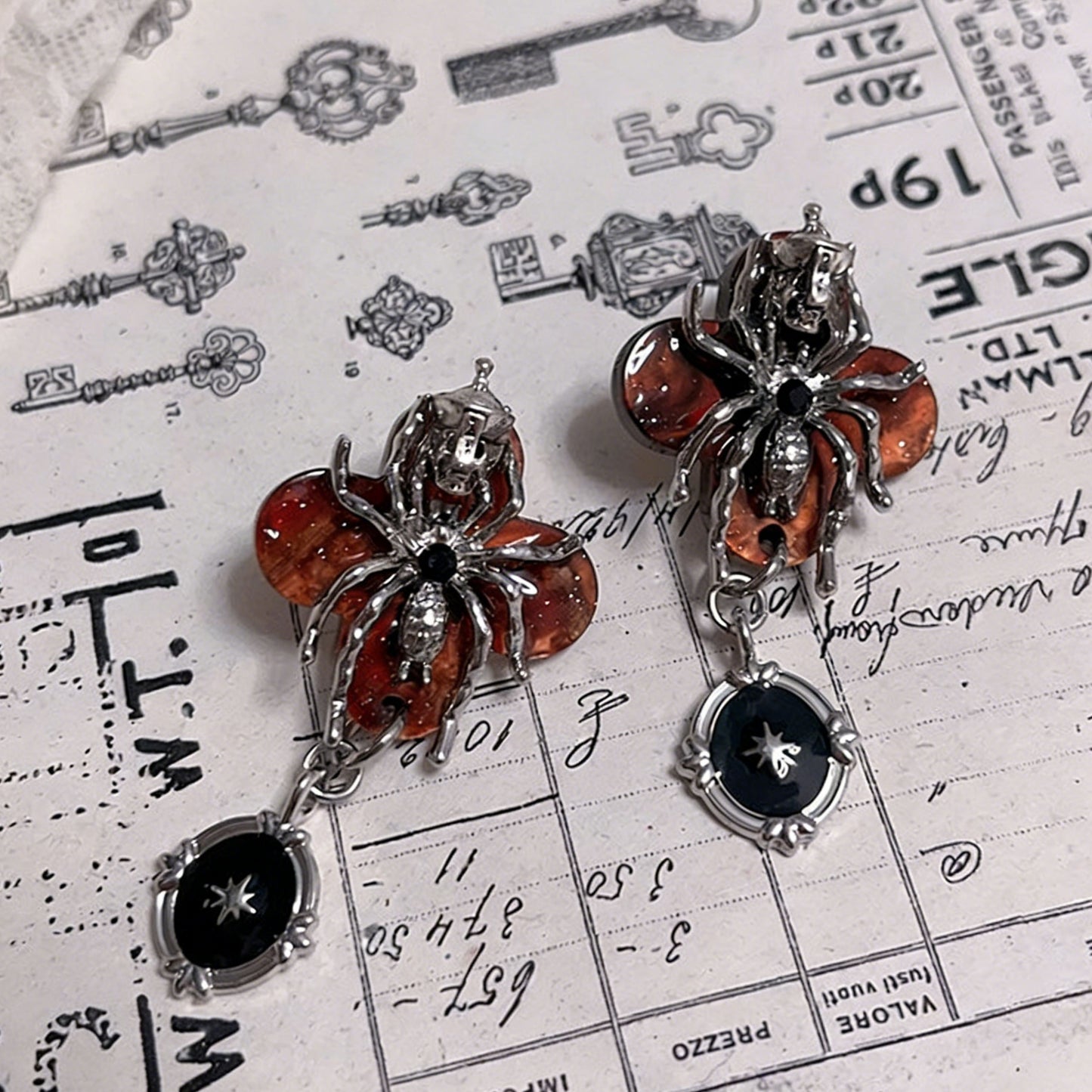Dark Spider Skull Stud Earrings