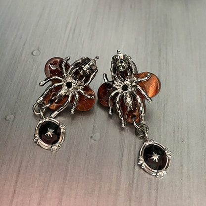 Dark Spider Skull Stud Earrings