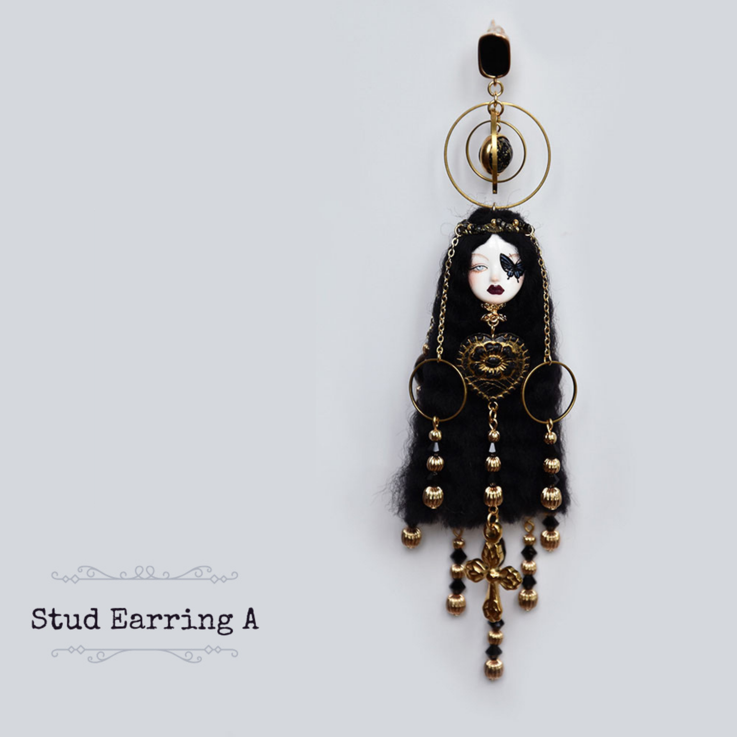 Dark Gothic Butterfly Tattoo Girl Earrings