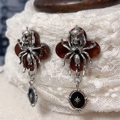 Dark Spider Skull Stud Earrings