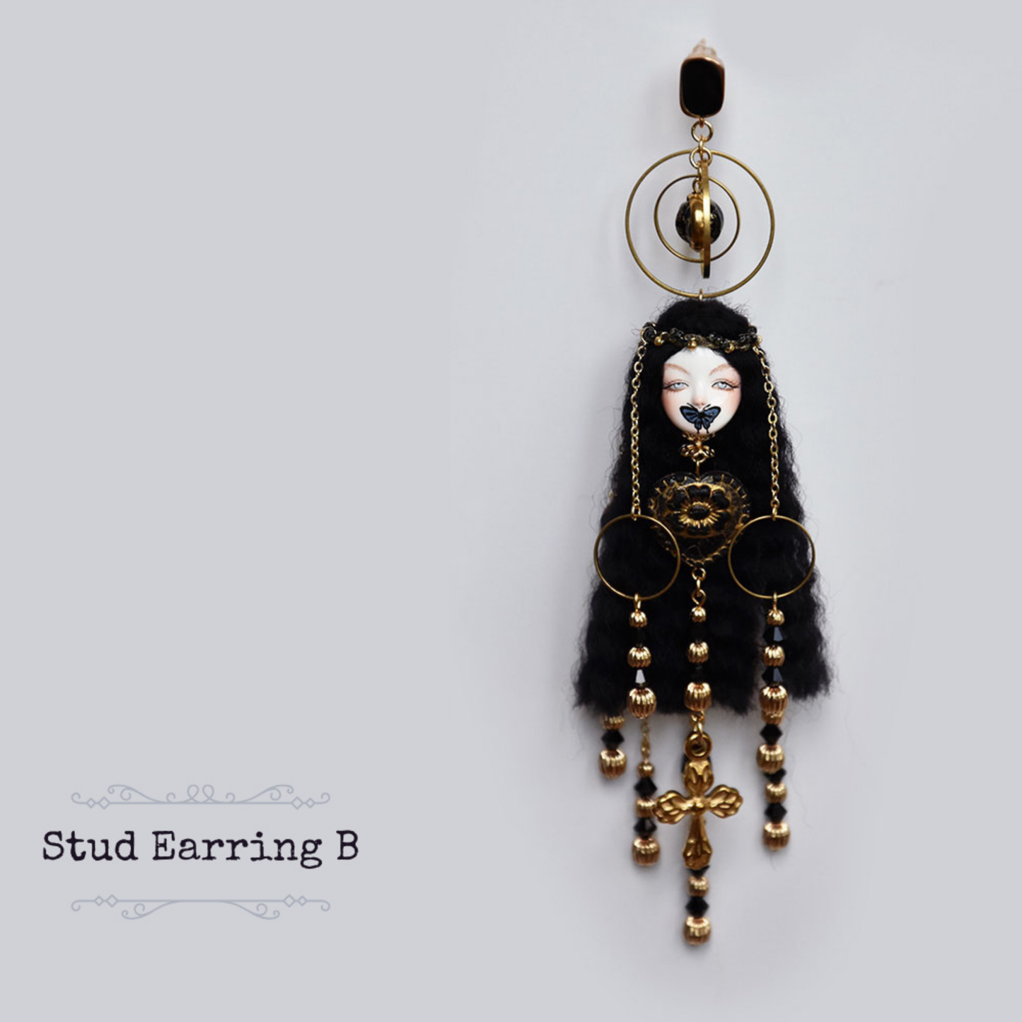 Dark Gothic Butterfly Tattoo Girl Earrings