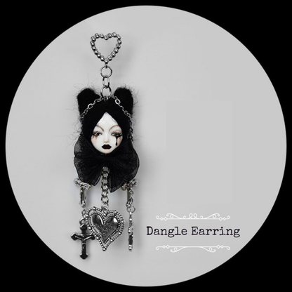 Handcrafted Dark Style Doll with Tears Earrings