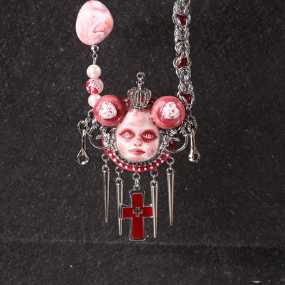 Crimson Crown Blood Cross Necklace