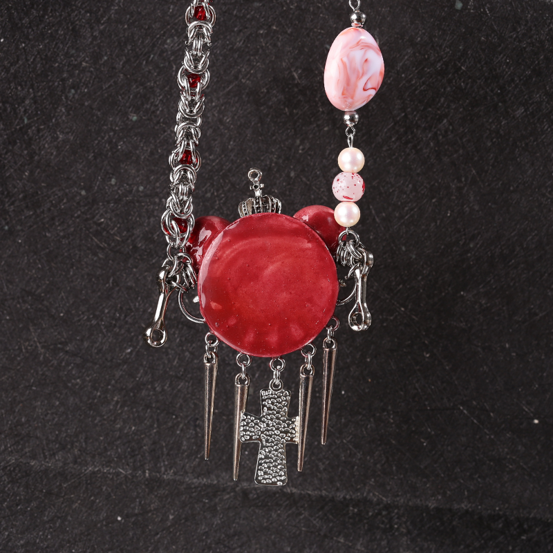 Crimson Crown Blood Cross Necklace