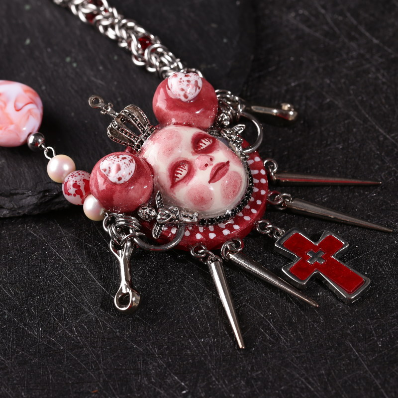 Crimson Crown Blood Cross Necklace