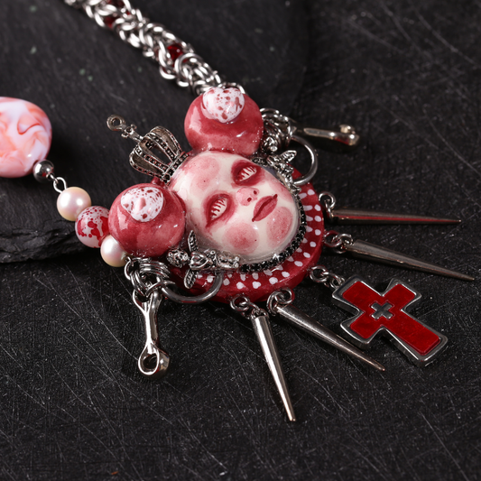 Crimson Crown Blood Cross Necklace