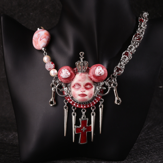 Crimson Crown Blood Cross Necklace