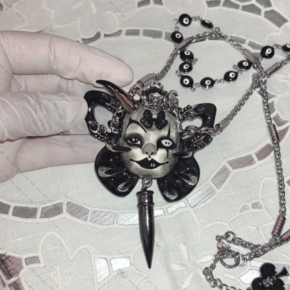 Dark Clown Butterfly Mask Layered Necklace