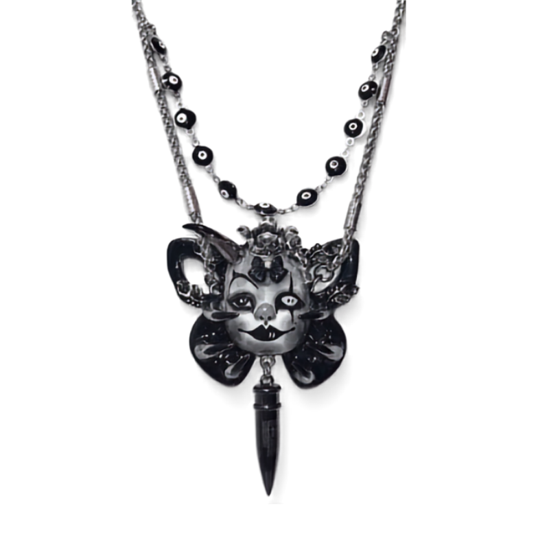 Dark Clown Butterfly Mask Layered Necklace