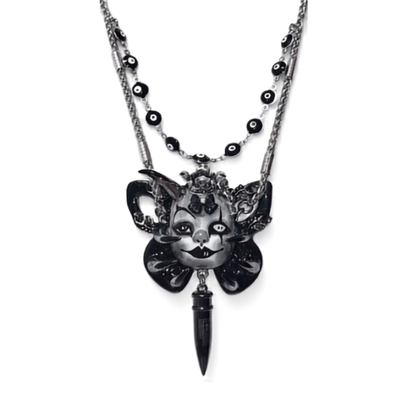 Dark Clown Butterfly Mask Layered Necklace