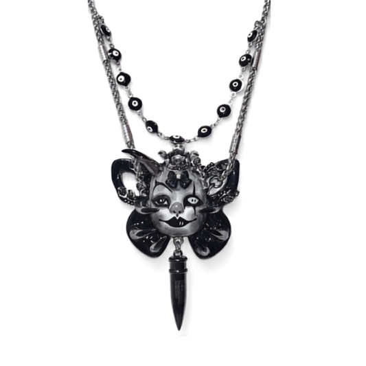 Dark Clown Butterfly Mask Layered Necklace