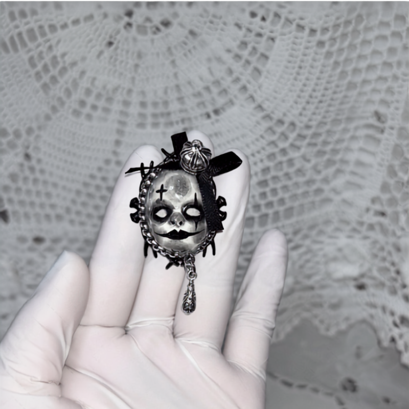 Dark Ribbon Bow  Clown Small Cross Eye Makeup Ring