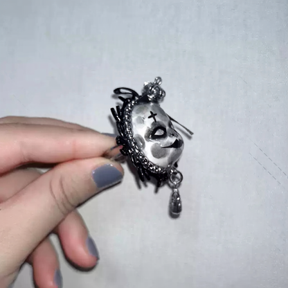 Dark Ribbon Bow  Clown Small Cross Eye Makeup Ring