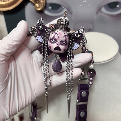 Deep Purple Pierrot Doll Face  Punk Spike Choker