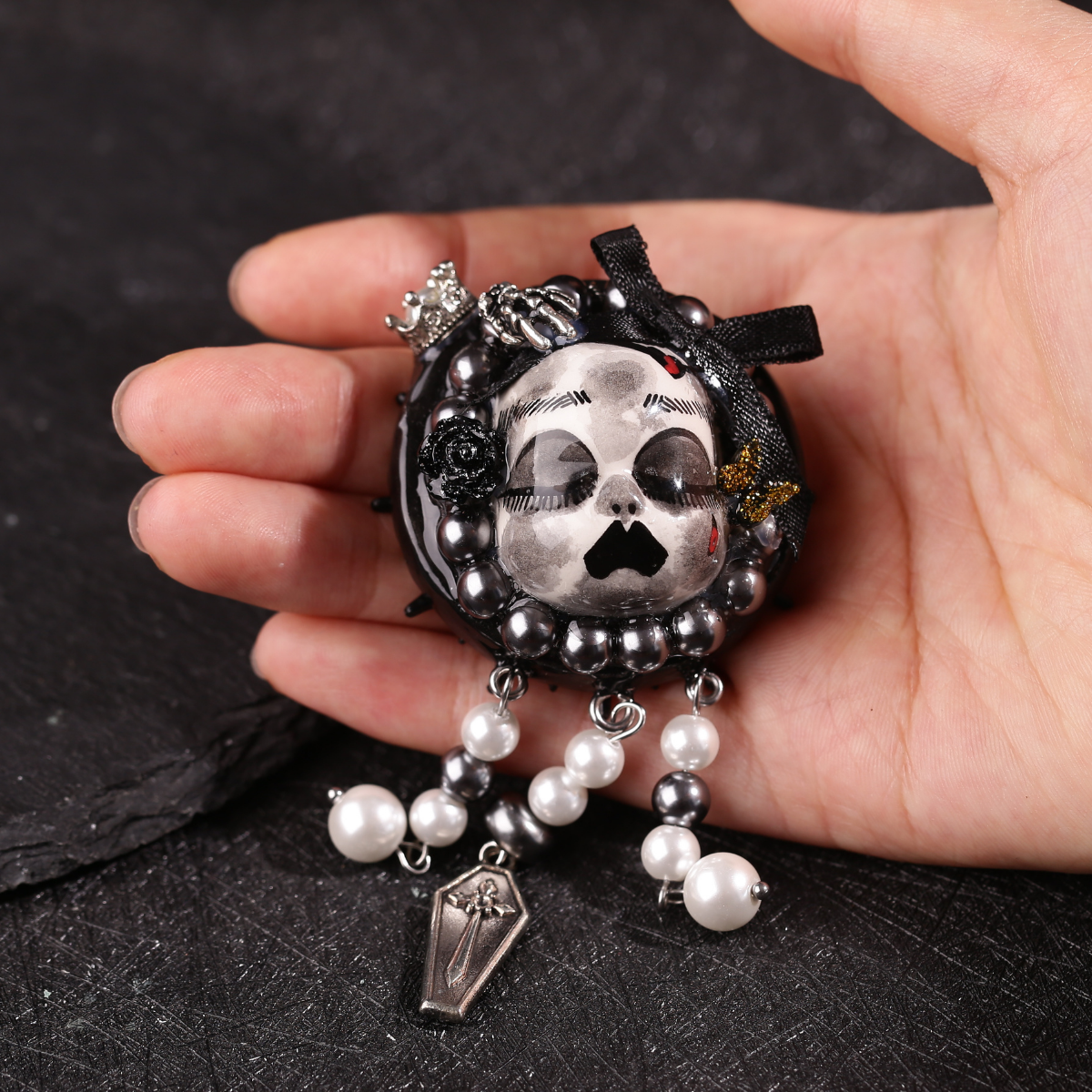 Gloomy Bone Coffin Brooch