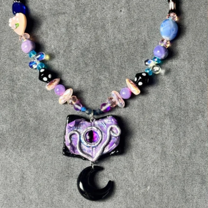 Gothcore Purple Monster Eye Magic Book Necklace