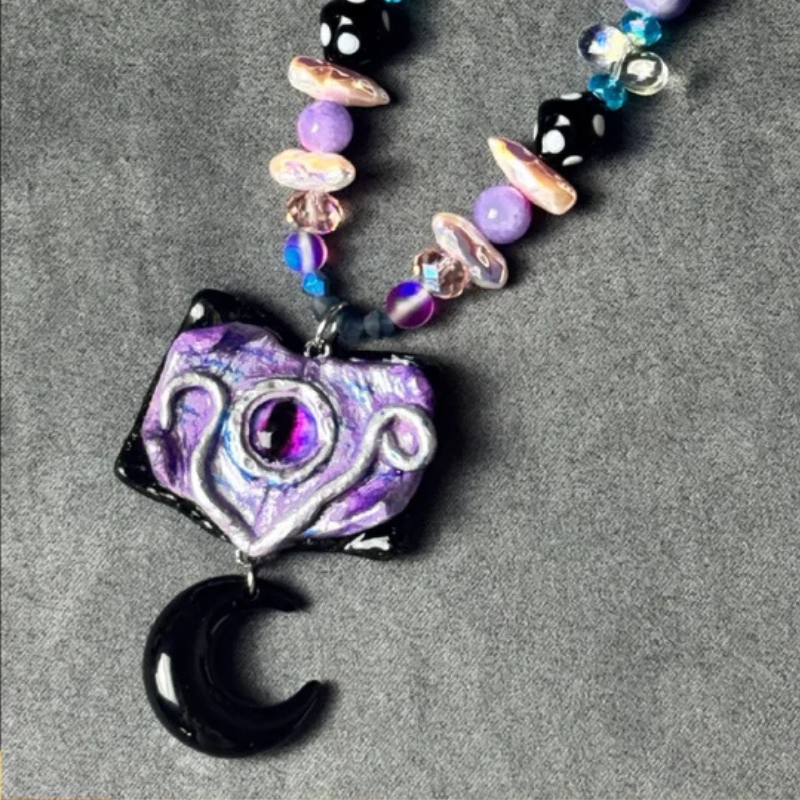 Gothcore Purple Monster Eye Magic Book Necklace