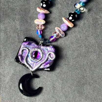 Gothcore Purple Monster Eye Magic Book Necklace