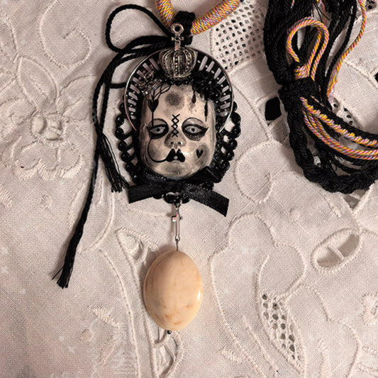 Gothic Creepy Cute Doll Face Pendant Necklace