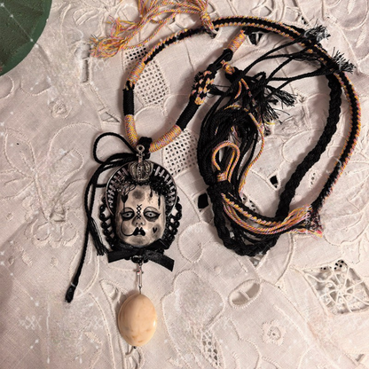 Gothic Creepy Cute Doll Face Pendant Necklace