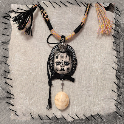 Gothic Creepy Cute Doll Face Pendant Necklace