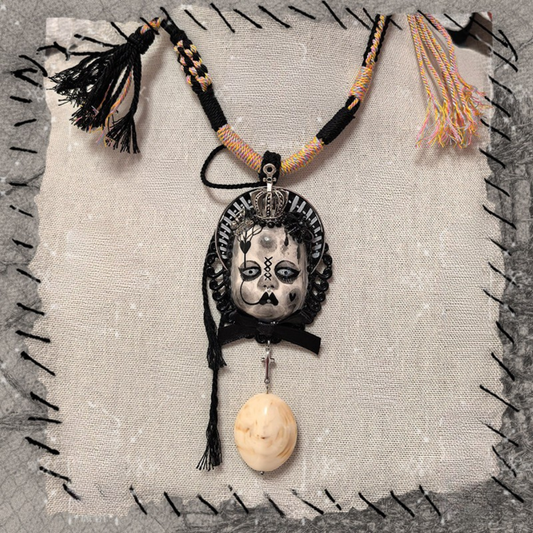 Gothic Creepy Cute Doll Face Pendant Necklace