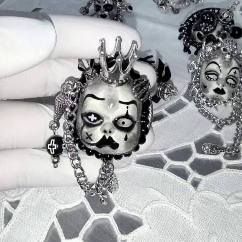Gothic Jester Hat Tip Crowned Doll Ring