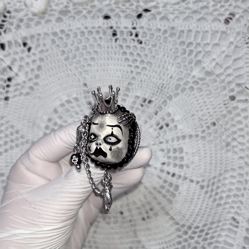 Gothic Jester Hat Tip Crowned Doll Ring