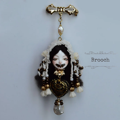 Retro Silent Lolita Doll Pearl Earrings