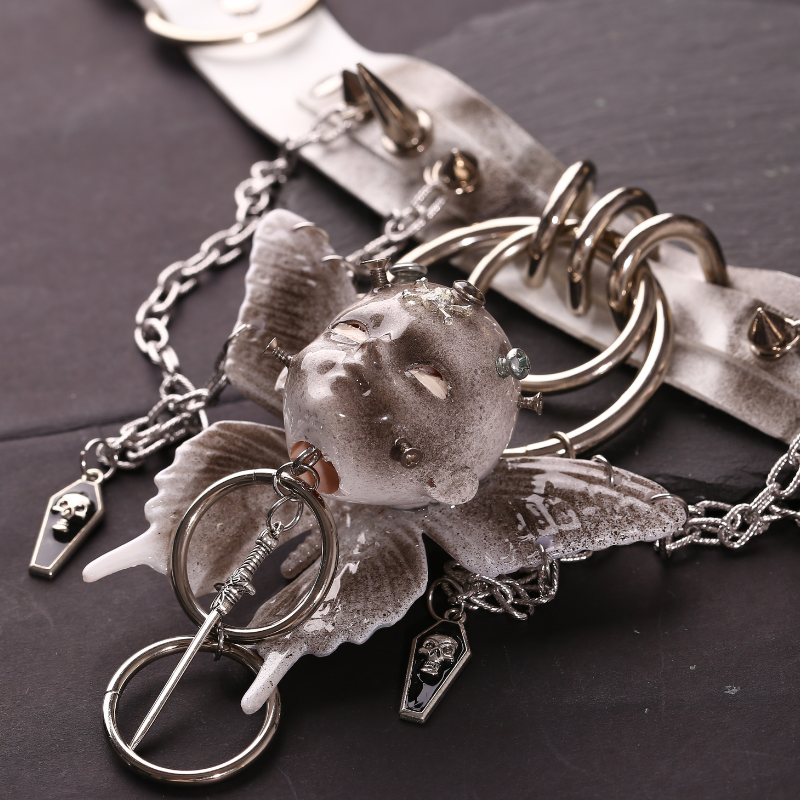 Handmade Angel Doll Face Spiked Choker