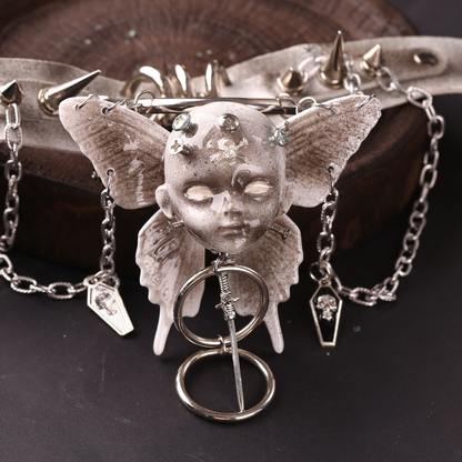Handmade Angel Doll Face Spiked Choker