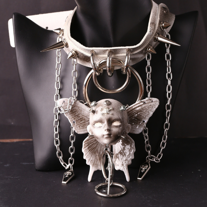 Handmade Angel Doll Face Spiked Choker
