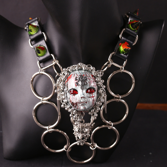 Handmade Blood Red Eye Doll Face Choker