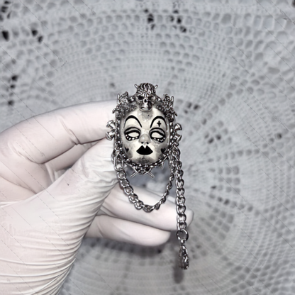 Jet Black Gothic Skull-Crowned Clown  Ring