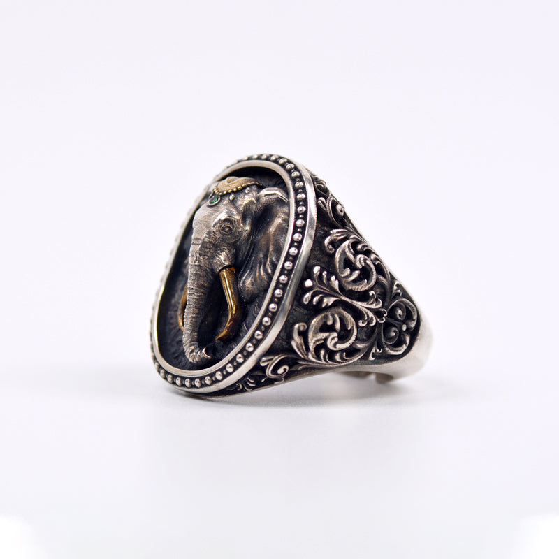 Majestic Elephant Pure Silver Ring