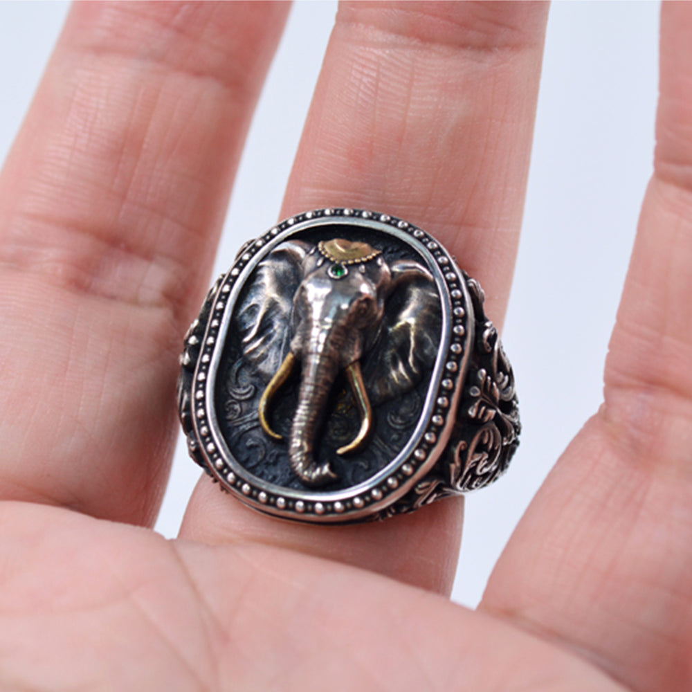 Majestic Elephant Pure Silver Ring