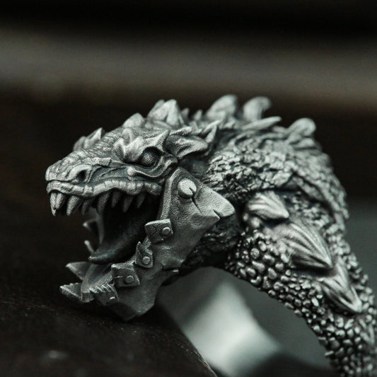 Mechanical Tyrannosaurus Silver Ring